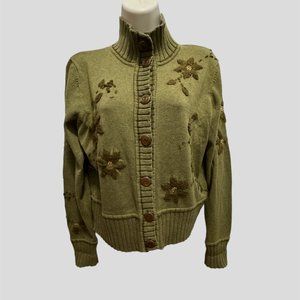 Telluride Clothing co. size large green button up sweater